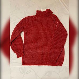Knit Red Sweater Dress with Zipper Detail